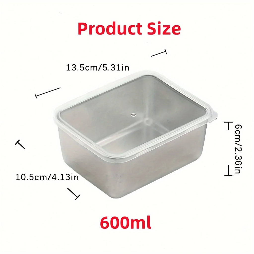 6-Piece Stainless Steel Food Storage Containers Set With Lids - Leakproof, Stackable & Reusable For Camping, Picnics, School