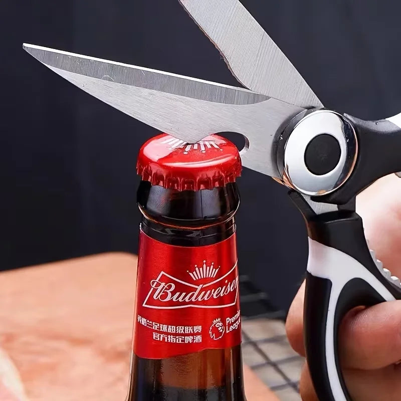 1PC Multi-Functional Scissors Kitchen Sharp Scissors Chicken Bone Scissors Fish Bone Bottle Opener Rust-Proof Non-Slip Handle