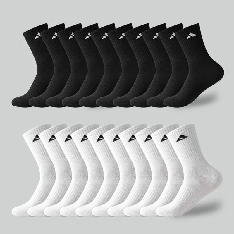 5/10/20 Pairs Men's High Waist Solid Unisex Sports Sock Black White Breathable Mid-Calf Casual All-Season Men basketball Socks