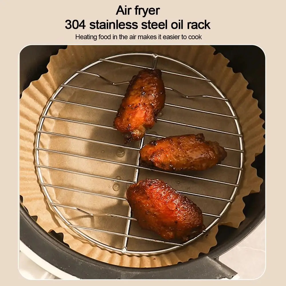 Round Square Cooking Rack 304 Stainless Steel Thicken Air Fryer Rack With Foot Grid Grill Home Kitchen Oven Steamer Cooker