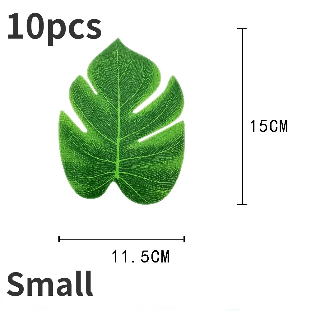 10PCS Tropical Palm Leaves Summer Monstera Artificial Silk Turtle Leaves for Home Hawaiian Luau Beach Wedding Party Decor