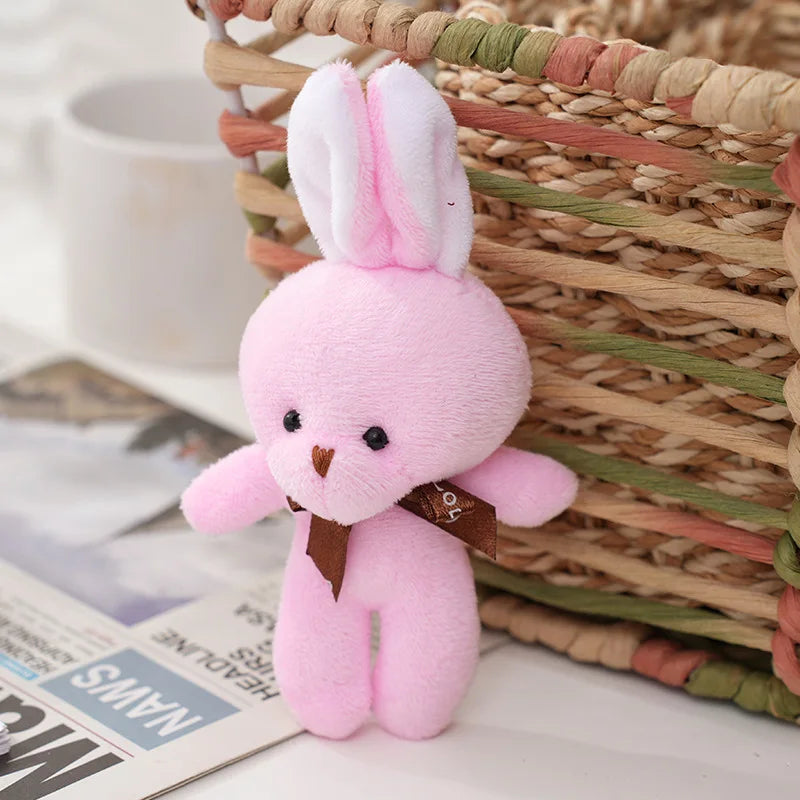 10Pcs/Lot Mini Teddy Rabbit Stuffed Dolls Kawaii Bunny Rabbit Plush Toys Keychain Creative Animal Bag Pendent kids Birthday Gift