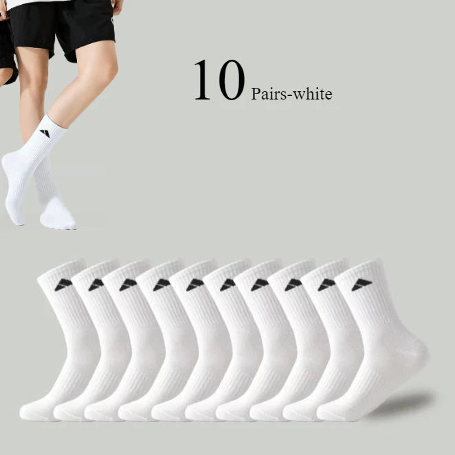 5/10/20 Pairs Men's High Waist Solid Unisex Sports Sock Black White Breathable Mid-Calf Casual All-Season Men basketball Socks