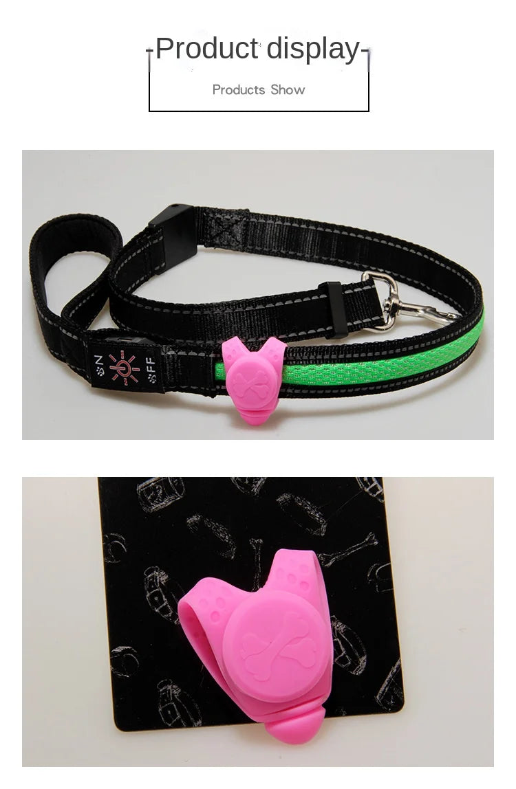 3in LED Pet Dog Collar Pendant Silicone Luminous Warning Light Glitter Christmas Ornament for Dogs Cats Bird Cage Festival Decor