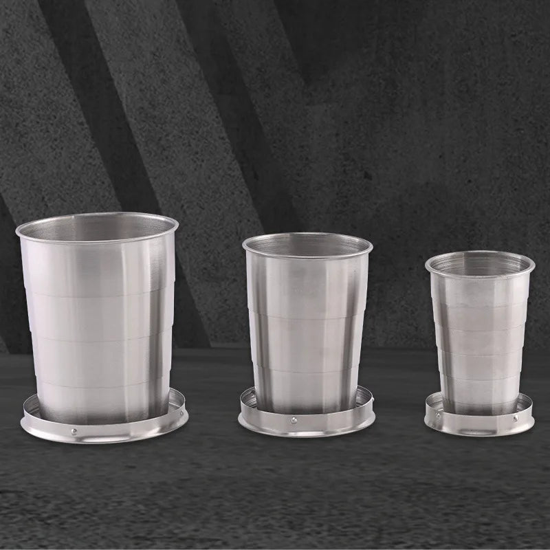 Stainless Steel Folding Cup Portable Outdoor Travel Camping Telescopic Cup Ourdoor Foldable Drinkware 75ml/150ml/250ml