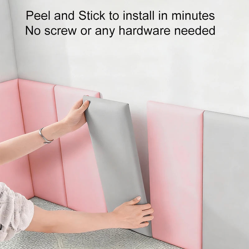 5PCS/SET 3D Wall Stickers Kids Anti-collision Leather Wall Panels Wallpaper Self-adhesive Soft Bag Peel and Stick Headboard Deco