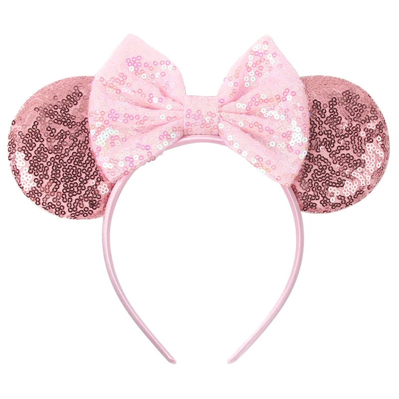 1pc Cute Cartoon Minnie Headband Sequins Ears Bow Hair Hoops Purple Pink Women's Headband for Holiday Party Perfect Gifts