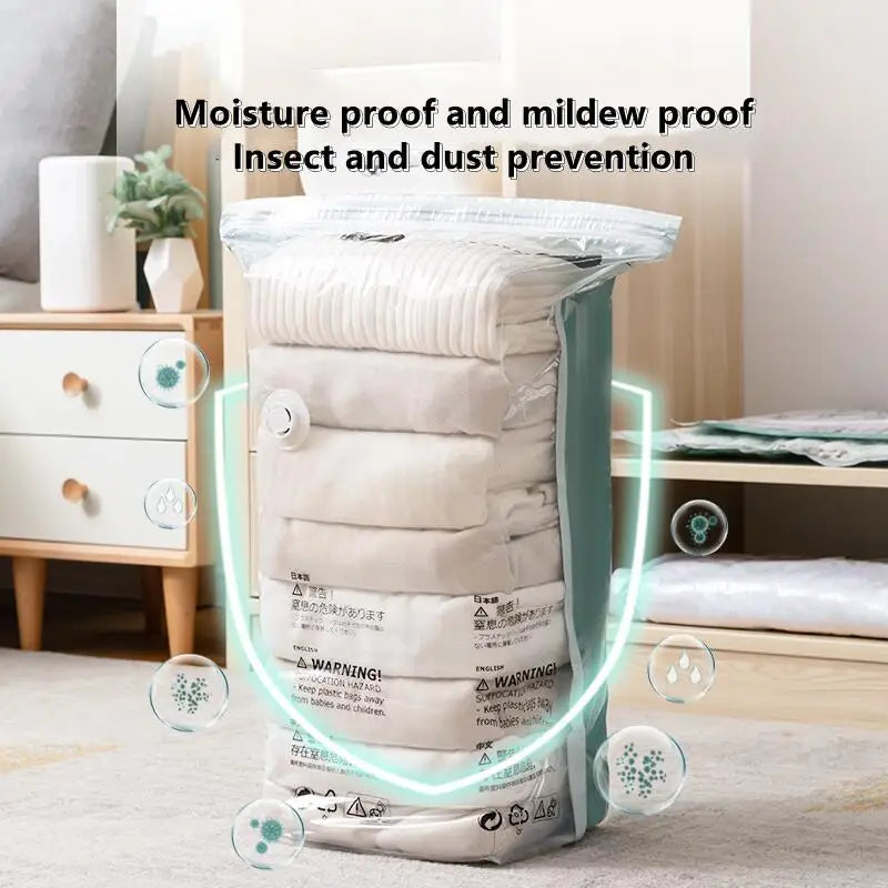 Extra Large No-Pump Vacuum Storage Compression Bags, Practical Space Saver to Store Clothes, Blankets and Bedroom Bedding Neatly