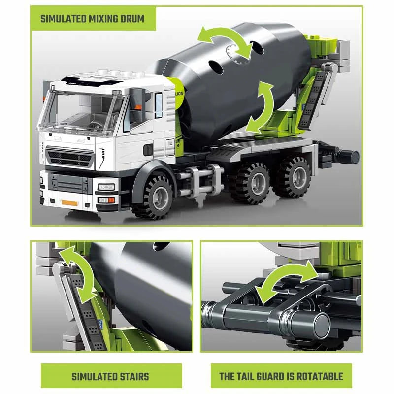 SEMBO Engineering Vehicle Assemblage Building Blocks Kits MOC Excavator Mixer Truck Model Bricks DIY Educational Toys Boys Gifts