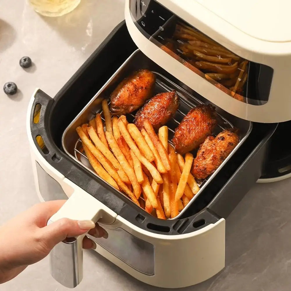 Round Square Cooking Rack 304 Stainless Steel Thicken Air Fryer Rack With Foot Grid Grill Home Kitchen Oven Steamer Cooker