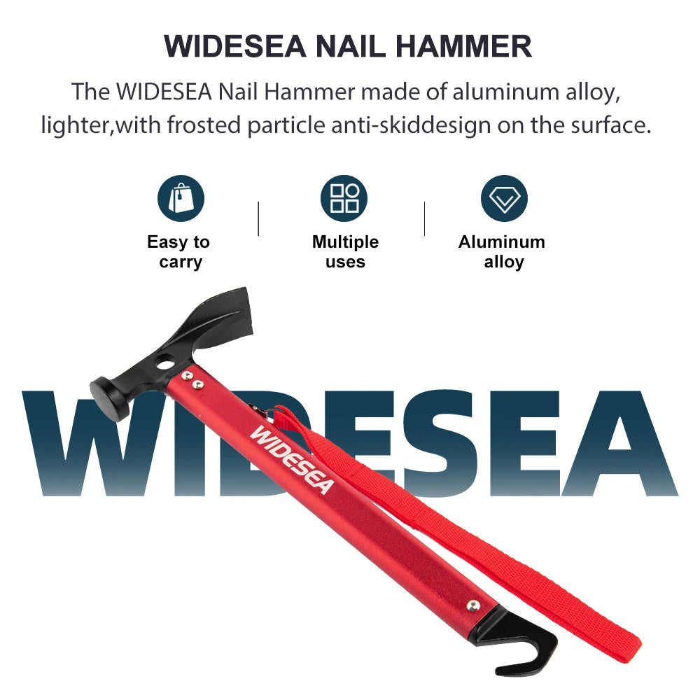 Widesea Aluminum Alloy Camping Nail Hammer Strong Durable Easy to Carry Multifunctional Hammer for Outdoor Tent Staking Backpack