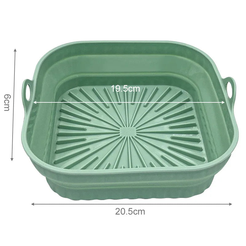 Foldable Air Fryer Silicone Liners Reusable Silicone Air Fryer Basket Food Safe Non Stick Air-Fryer Bakewa Kitchen Accessorie
