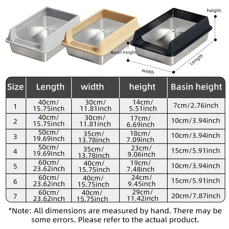 Stainless Steel Litter Box, Semi-enclosed Splash-proof And Leak-proof Design, Removable Lid, Suitable For Big Cats, And More